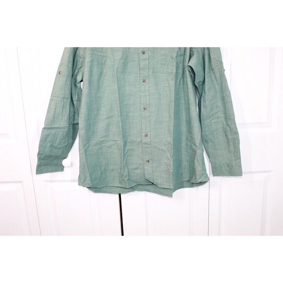 LL Bean Men's Green Cotton Traditional Fit Long Sleeve Button Up Shirt - Picture 3 of 10